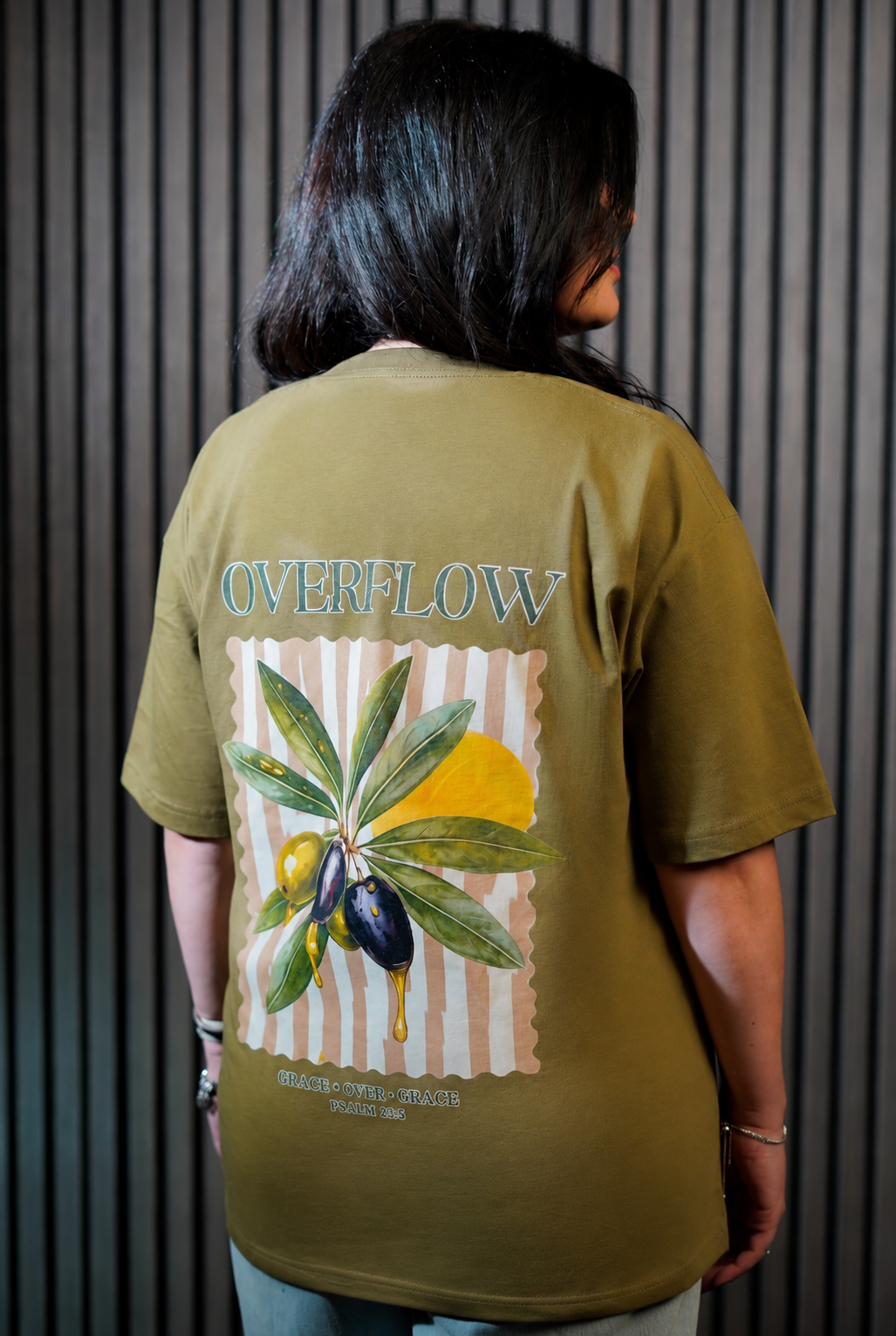 Oversize Striped Green- Front Print