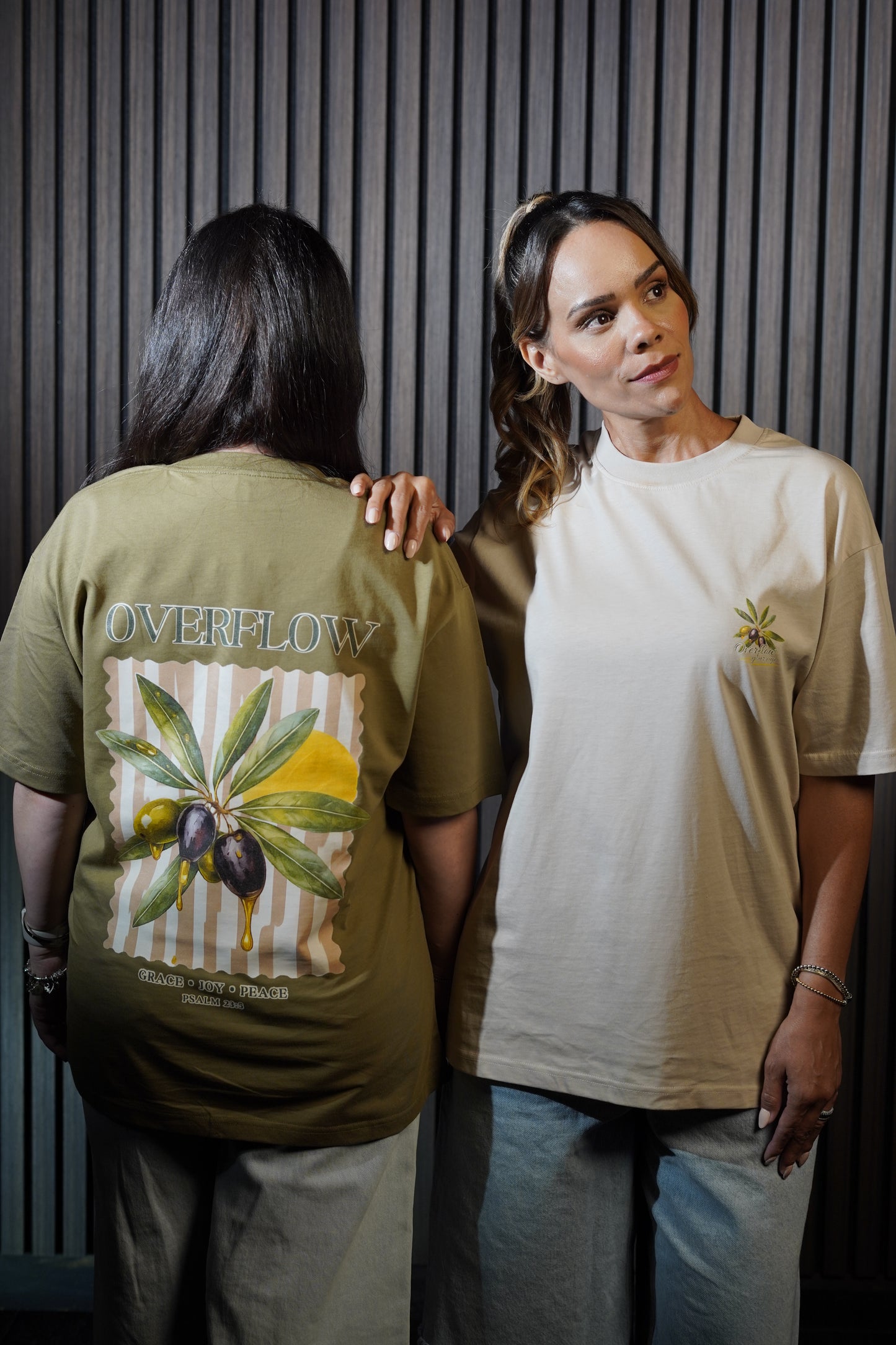 Oversized Striped Beige- Back Print